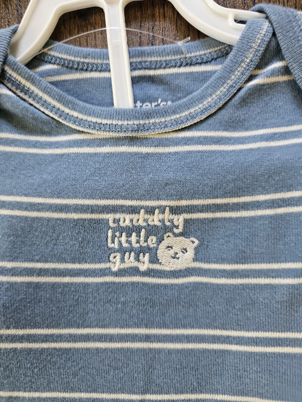 Carter's Blue White Striped Cuddly Little One Sleeveless Onesie Size 12 Mos NEW